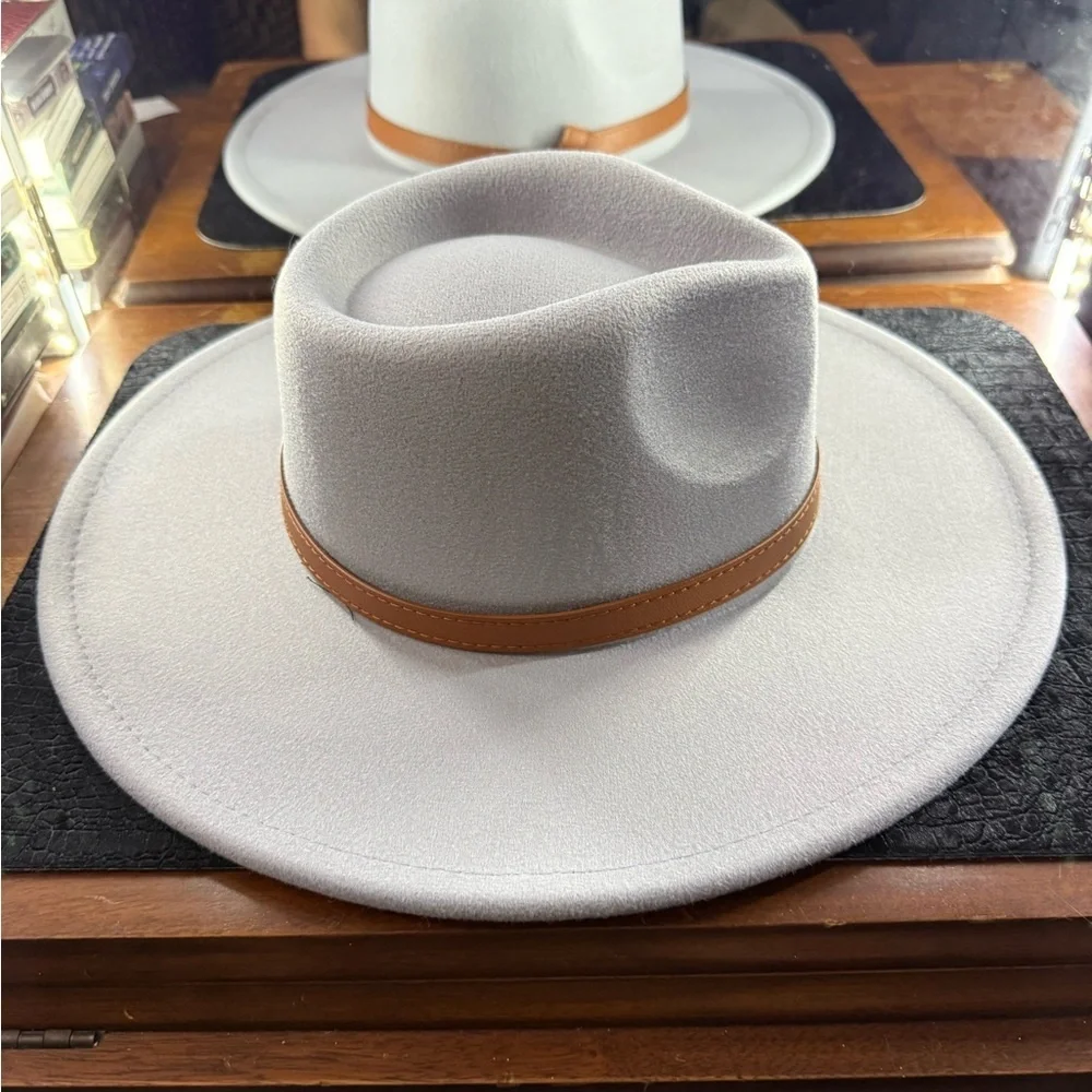 Gray Wide Brim Bolero Hat - Picture 2 of 5